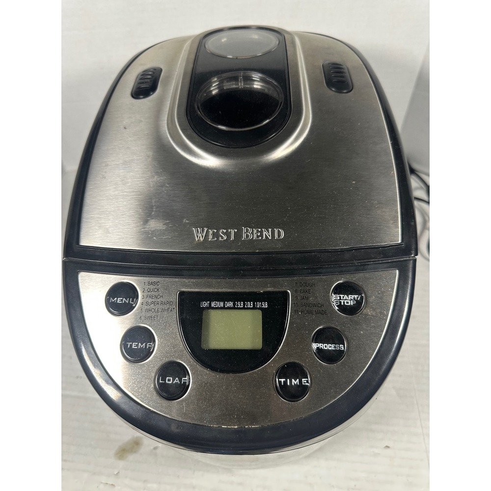 West Bend 41300 Bread Maker Black Stainless Steel 2.5lb Dual Paddle 11 Settings